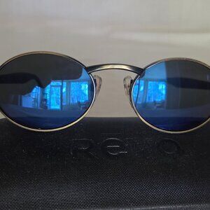 Vintage Revo 962 Antique Gold Frame with New Blue Mirror Lenses & Revo Hardcase